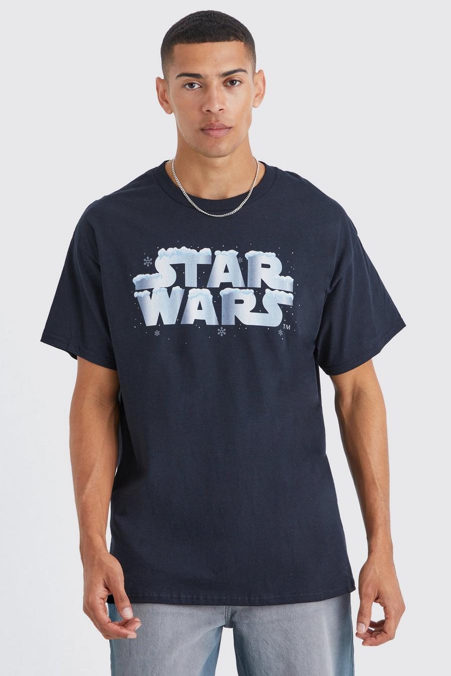 Camiseta oversize navideña con estampado navideño de Star Wars, Black image number 1