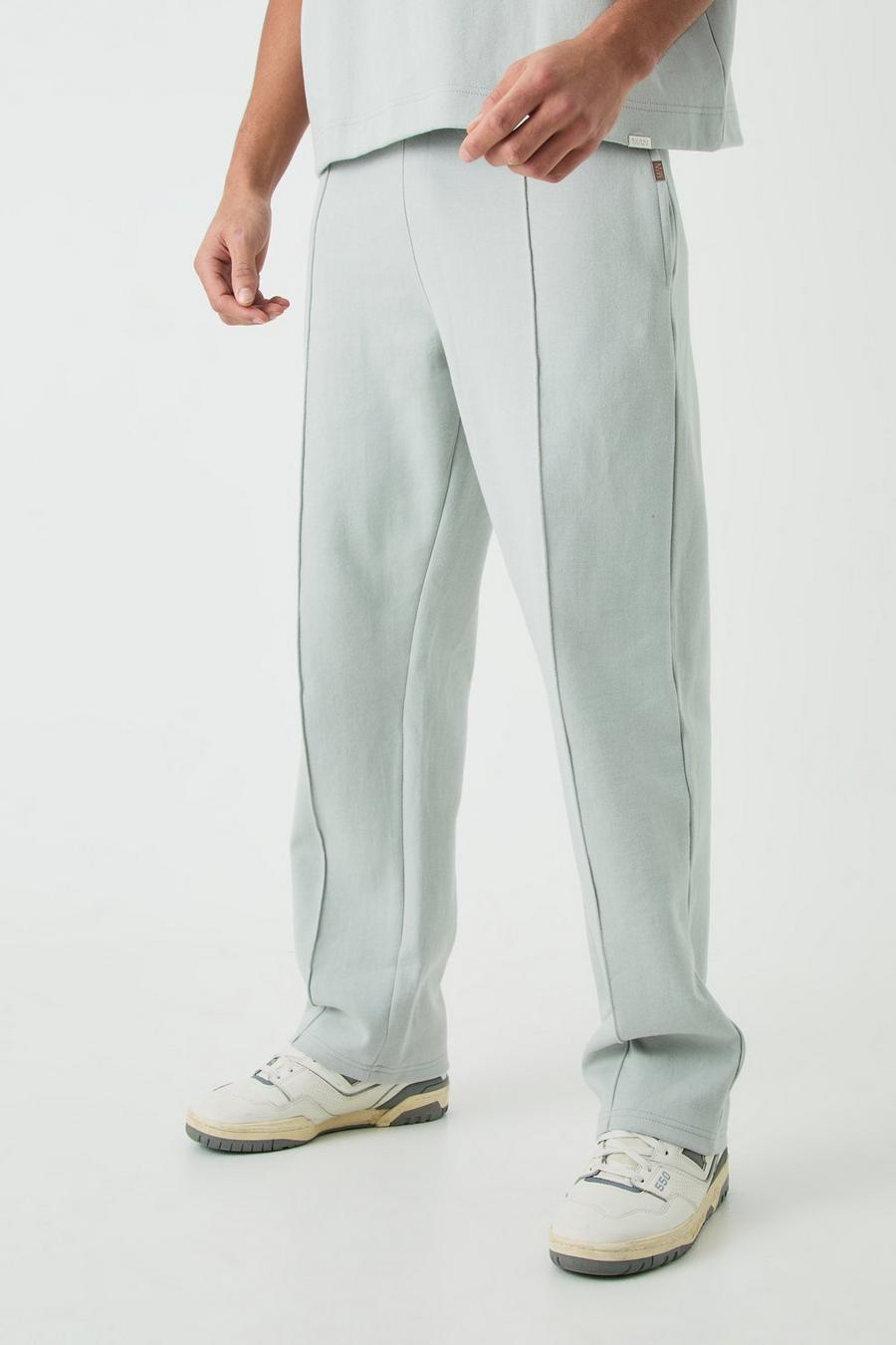Pantalón deportivo holgado con pinzas entrelazadas, Light grey