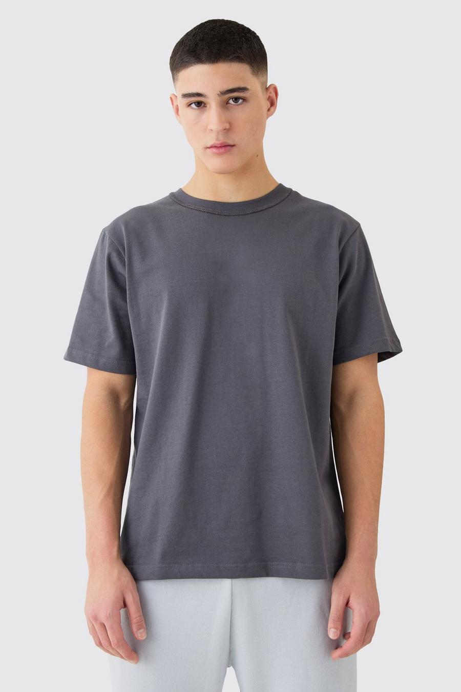 T-shirt épais à col contrastant, Charcoal image number 1