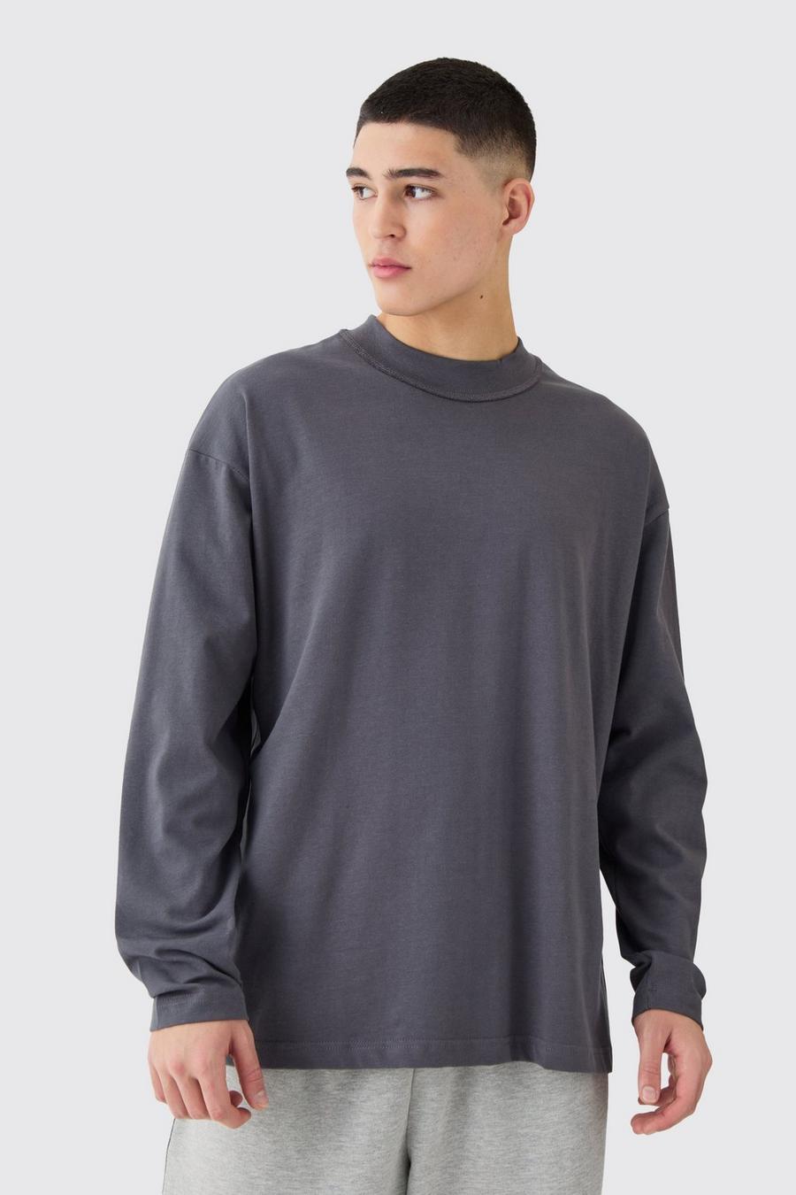 Charcoal Oversized Layed On Neck T-shirt image number 1