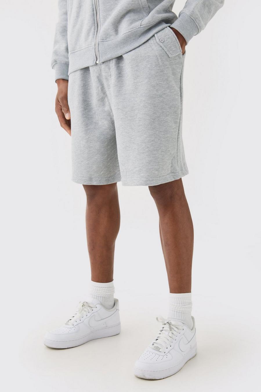 Grey marl Oversized Drop Crotch Jersey Shorts