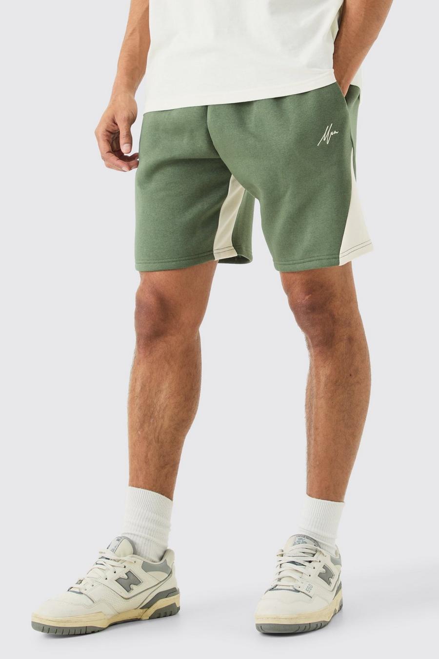 Khaki Man Baggy Shorts Met Gusset Detail