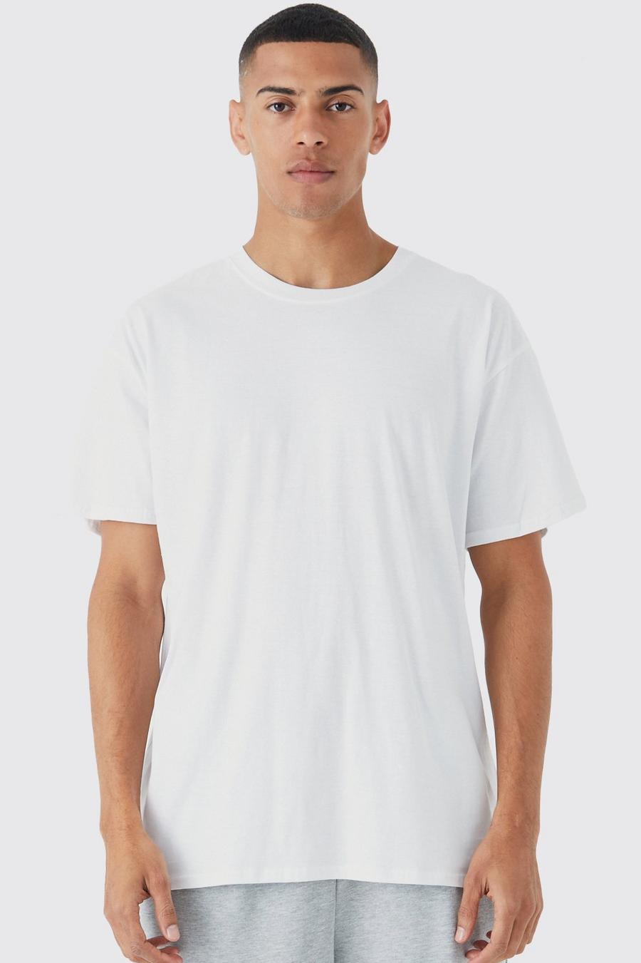 White Oversize t-shirt med rund hals image number 1