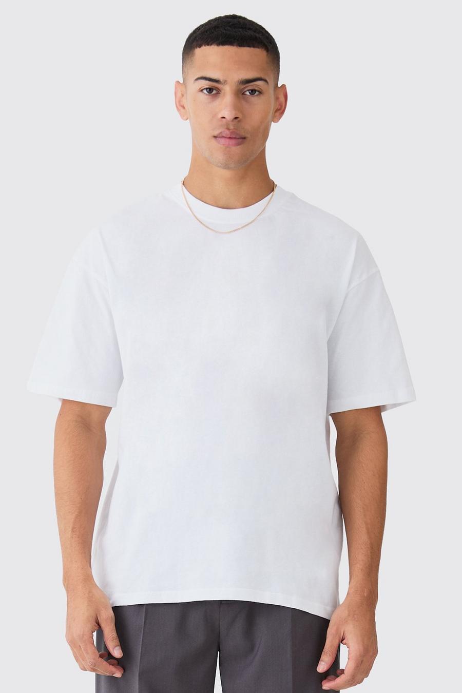 Camiseta oversize con cuello de caja, White image number 1