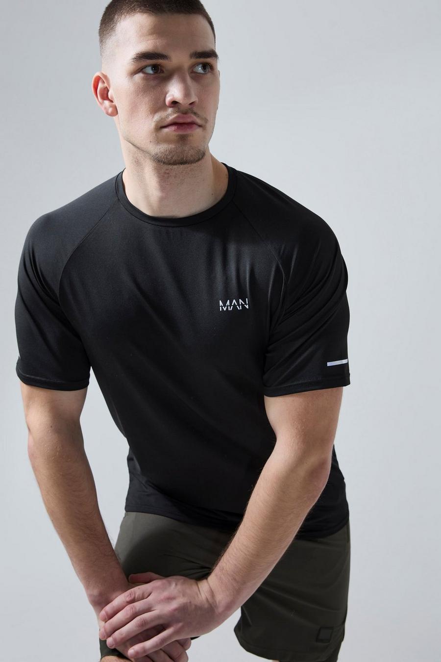 Tall - T-shirt de sport à manches raglan - MAN Active, Black