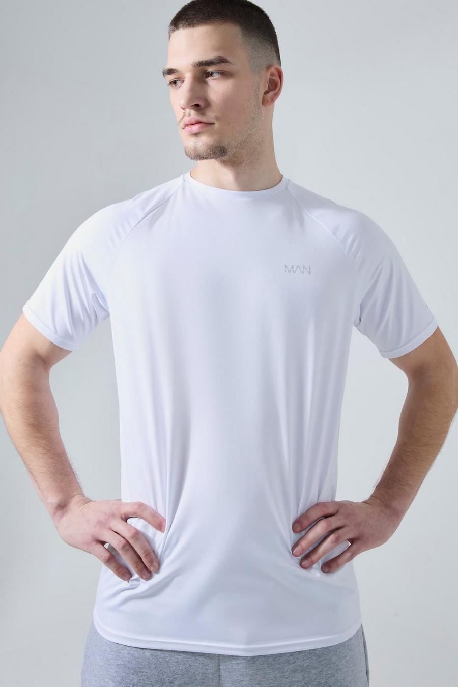 White Tall Raglan Man Active Fitness T-Shirt