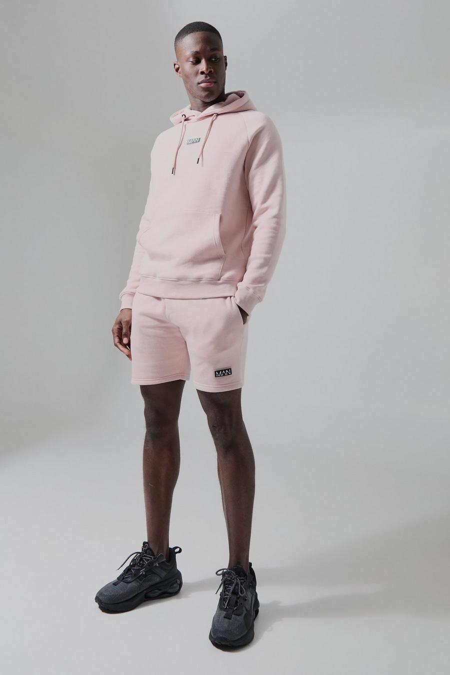 Pink Man Active Fitness Hoodie En Shorts Set