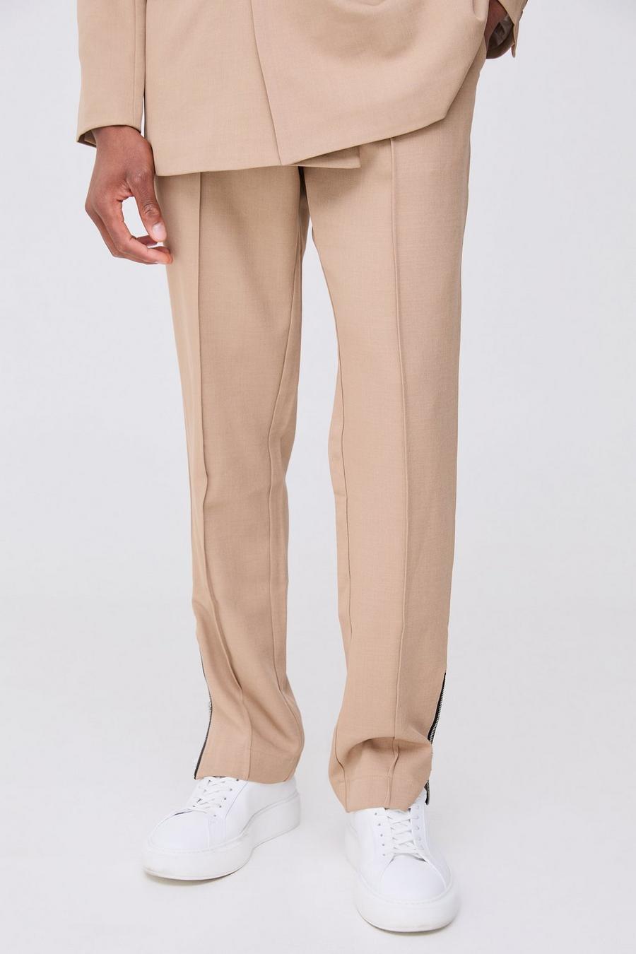 Taupe Slim Fixed Waist Tailored Trouser