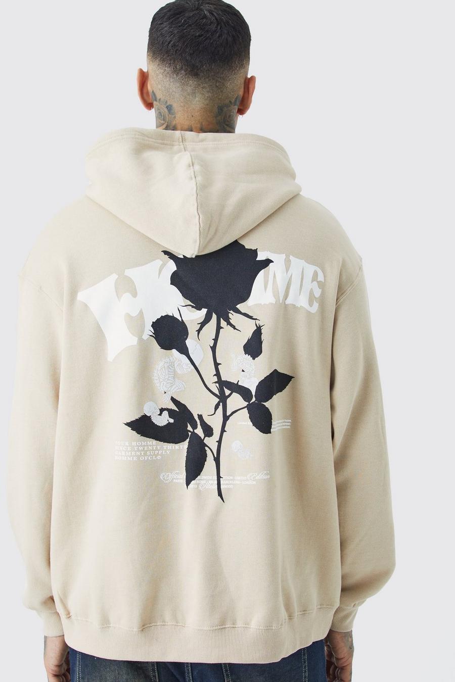Sand Tall  Oversized Homme Rose Graphic Sweatshirt