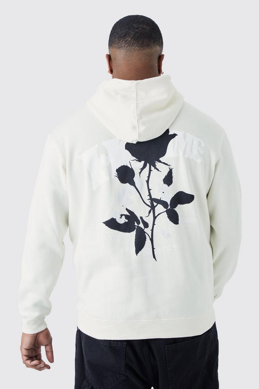 Ecru Plus Oversized Homme Rose Graphic Hoodie image number 1