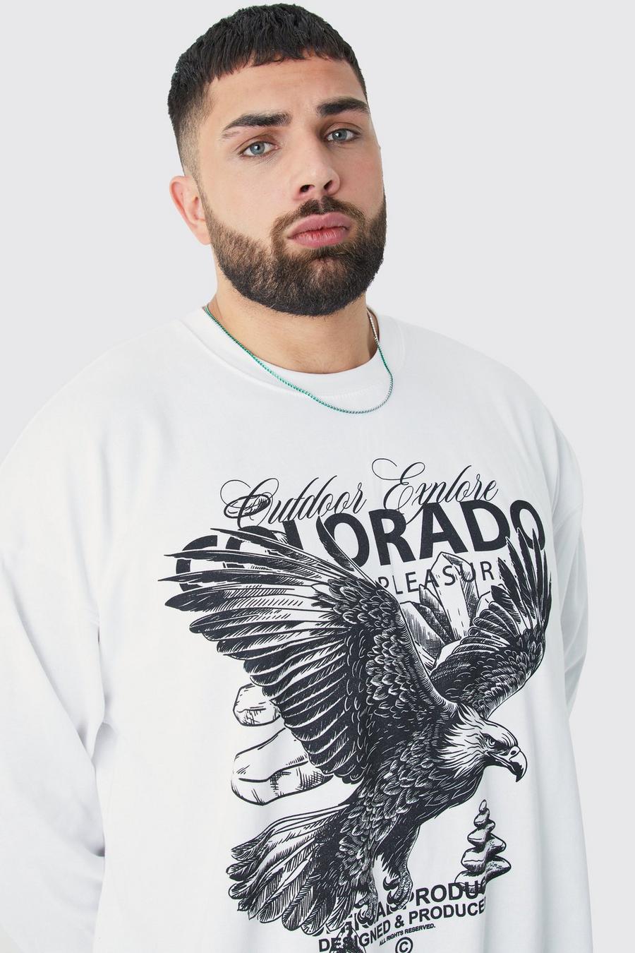 Plus Oversize Sweatshirt mit Colorado Print, White image number 1