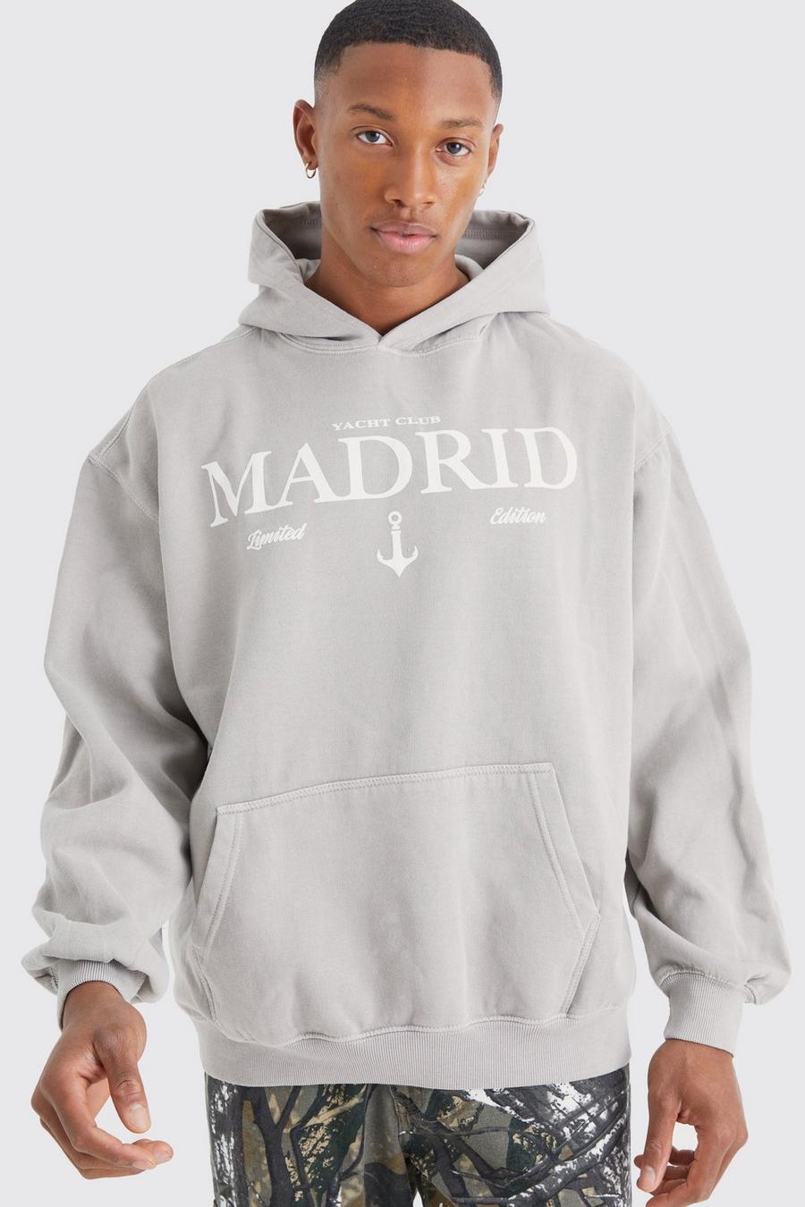 Stone Oversized Washed Graphic Hoodie