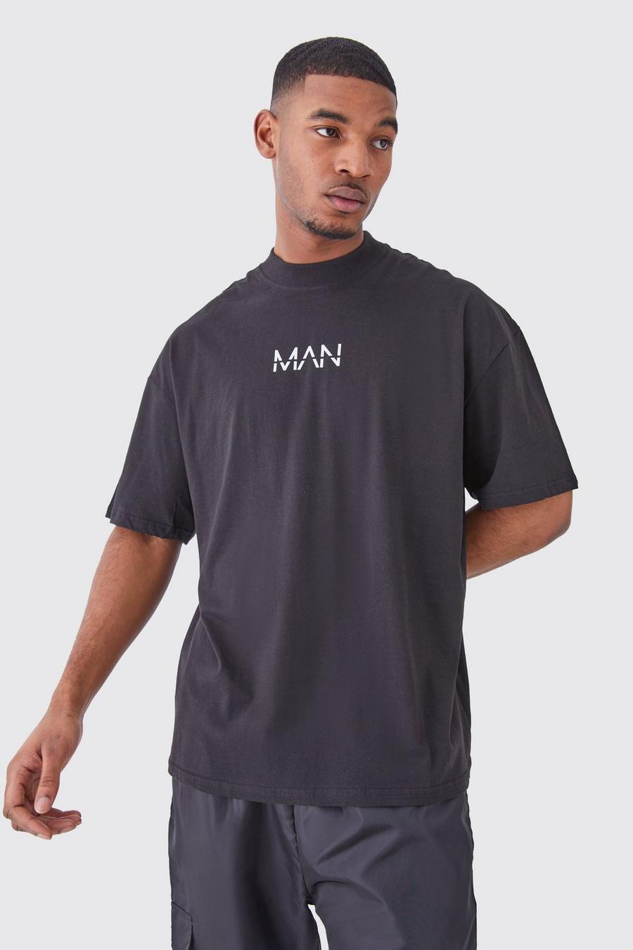 Tall - T-shirt oversize à col montant - MAN, Black