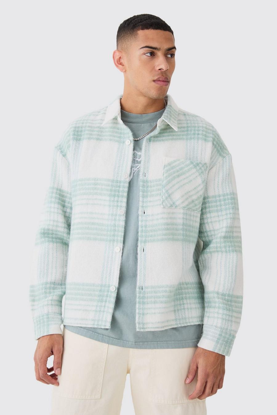 Kastiges kariertes Overshirt, Sage