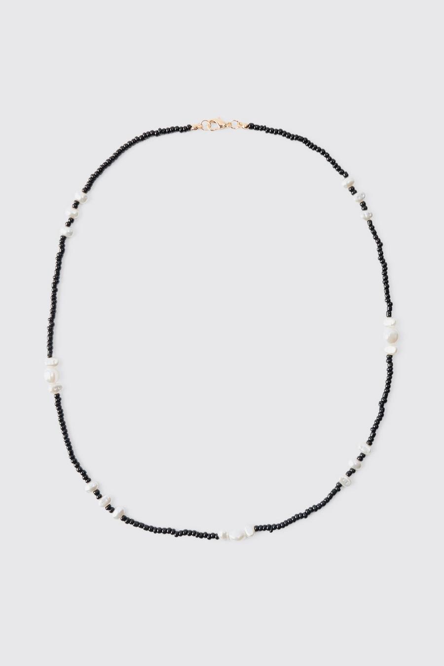 Black Contrast Bead Necklace