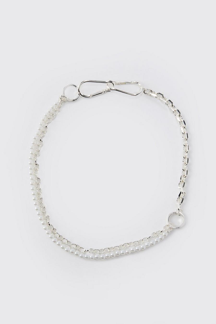 Silver Chunky Pearl Chain Necklace
