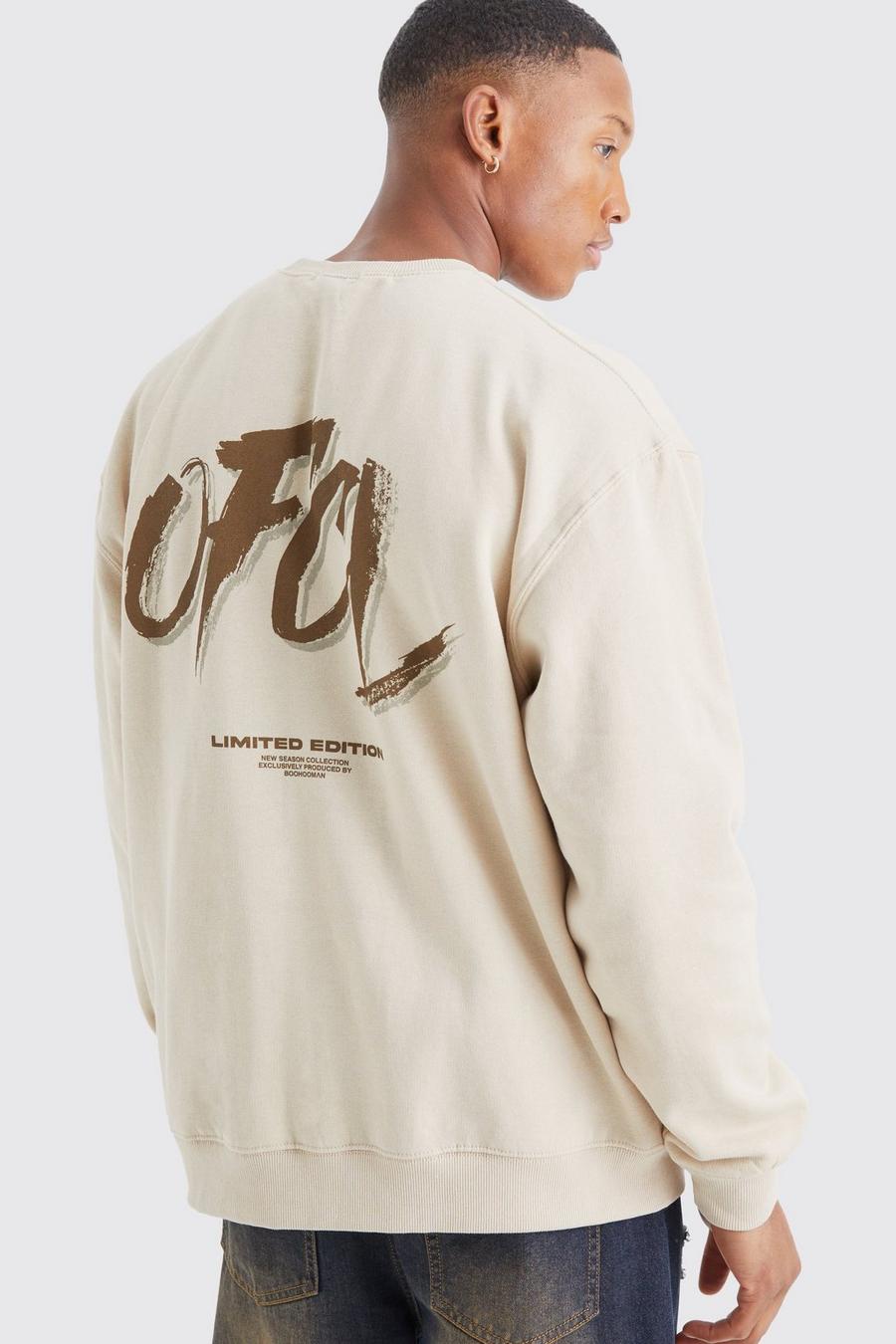 Oversize Sweatshirt mit Official-Print, Sand