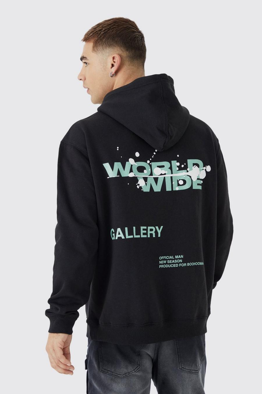 Black Oversized Graphic Hoodie  image number 1
