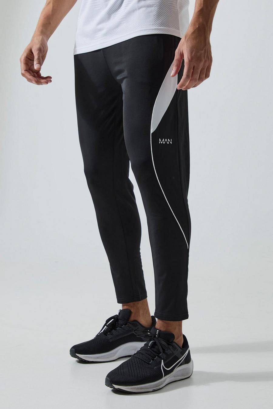 Man Active Jogginghose mit Kontrast-Streifen, Black