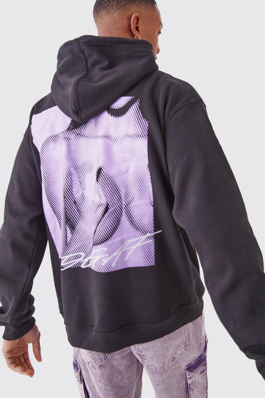 Black Idgaf Oversize hoodie med grafiskt tryck