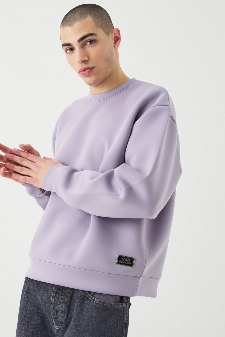 Purple Oversize sweatshirt i scuba med tryck image number 1