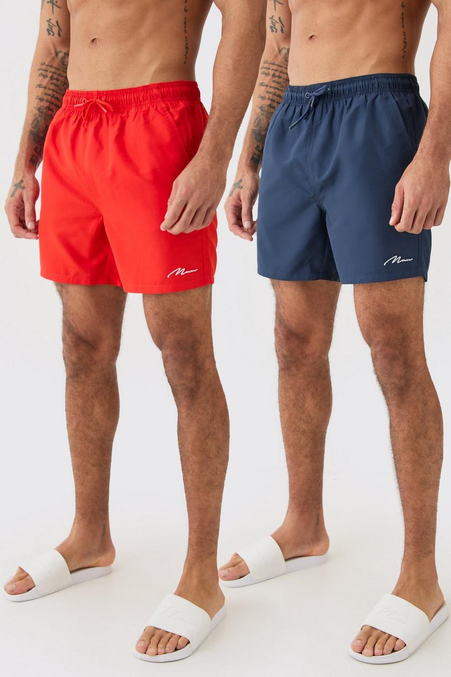 Lot de 2 shorts de bain mi-longs à logo signature - MAN, Multi image number 1
