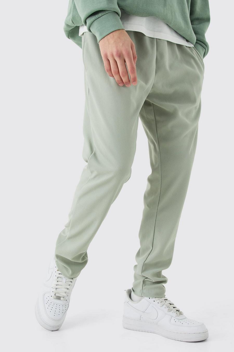 Pantaloni tuta affusolati con pieghe, Sage image number 1
