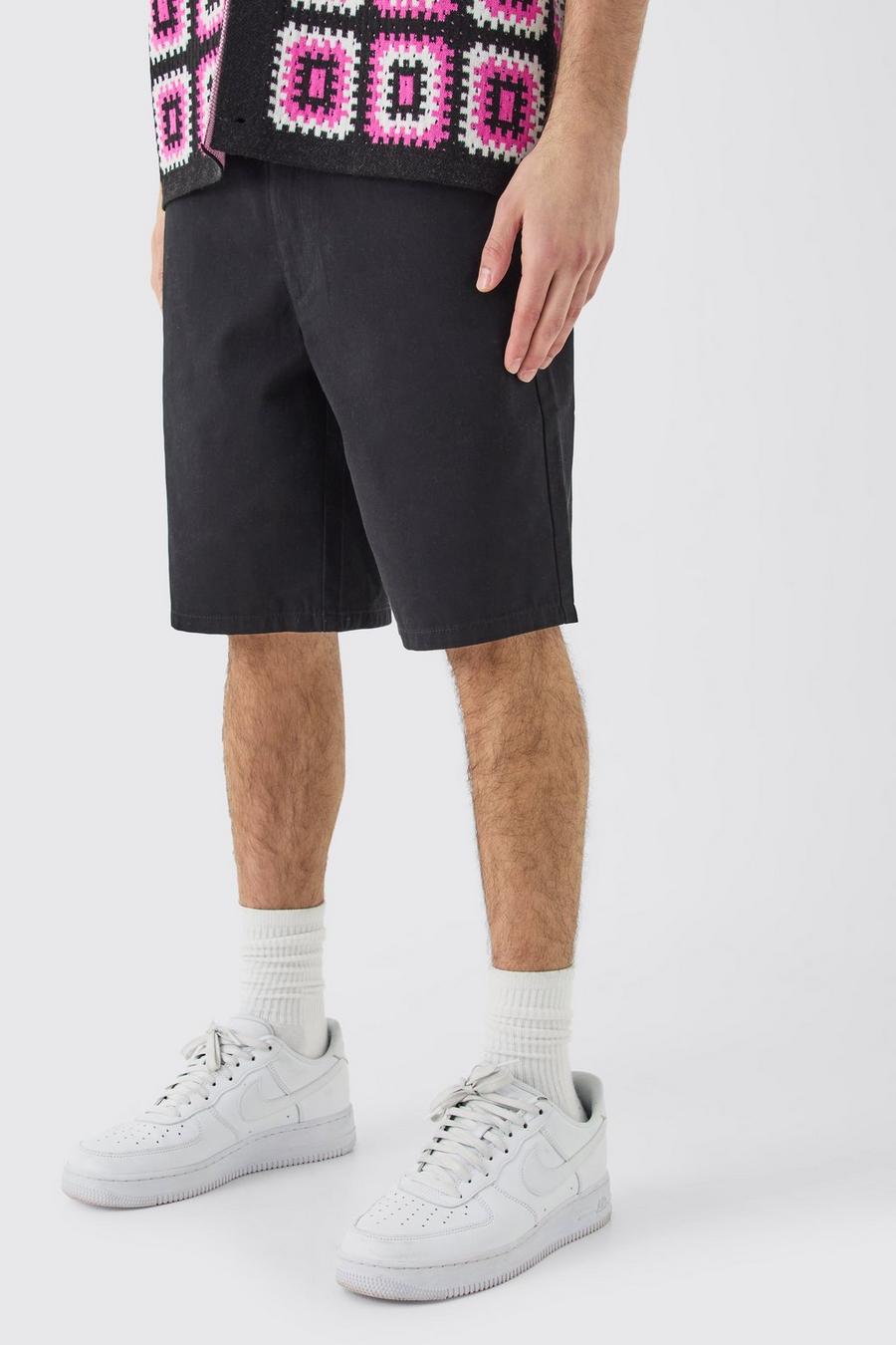 Fixed Waist Black Relaxed Fit Shorts image number 1