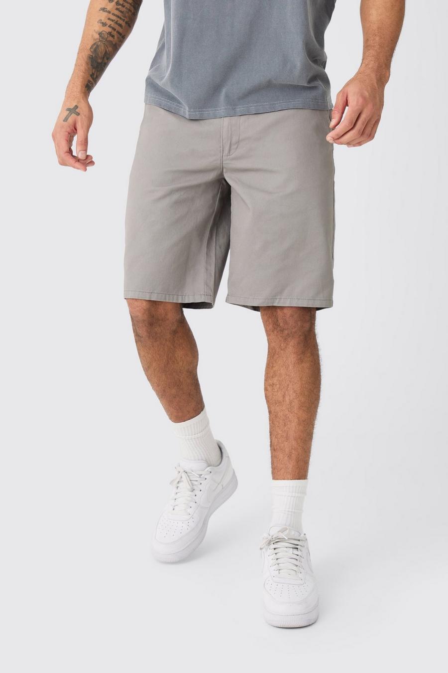 Pantalón corto holgado gris con cintura fija, Grey image number 1