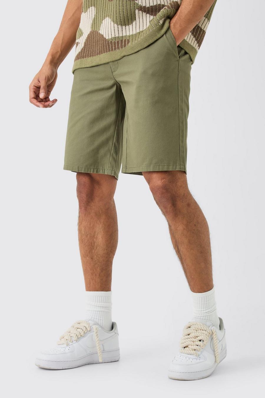 Pantalón corto holgado caqui con cintura fija, Khaki image number 1