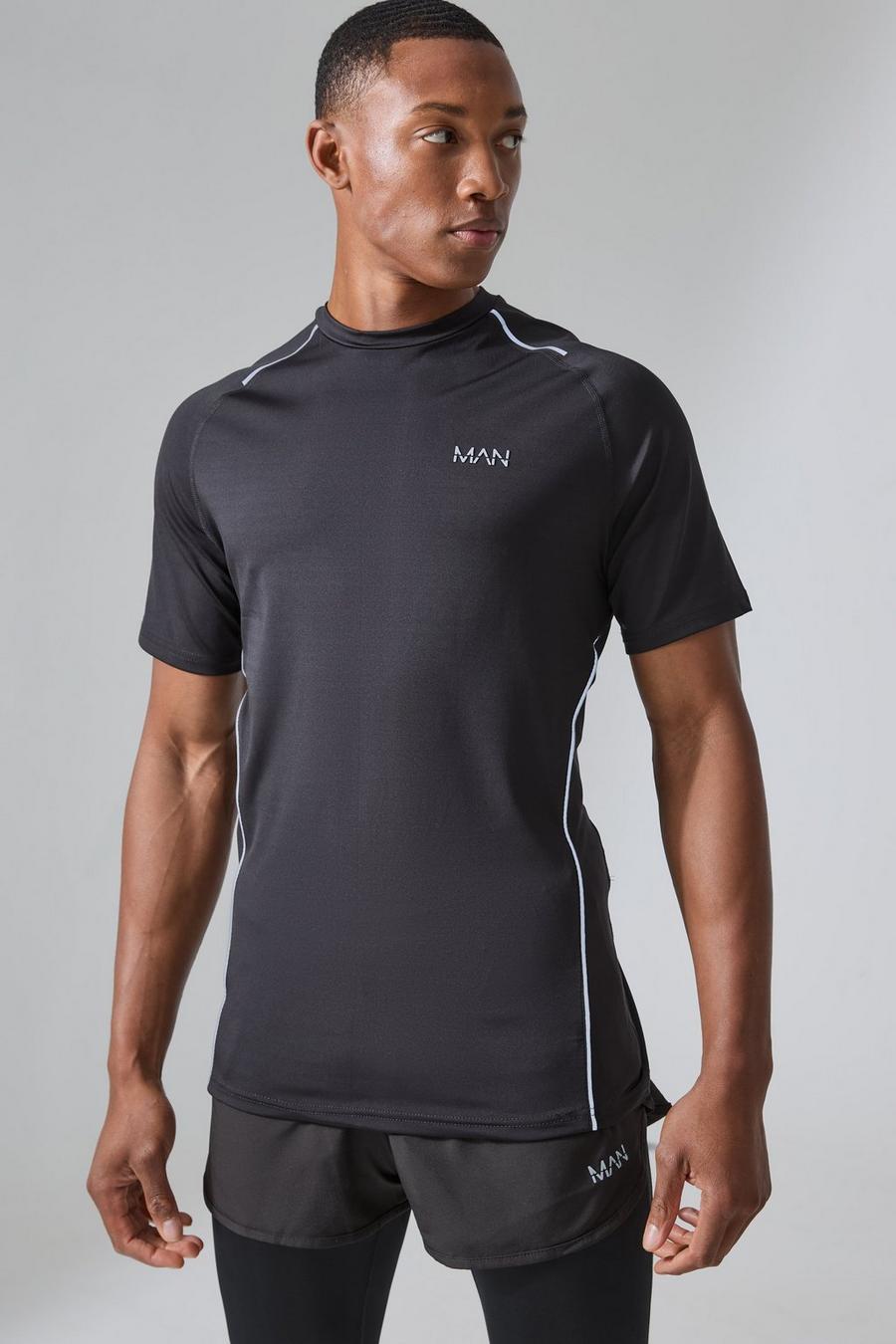 Black Man Active Muscle Fit Running T-shirt image number 1