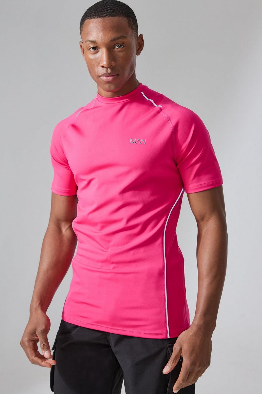T-shirt de sport moulant à slogan - MAN Active, Pink