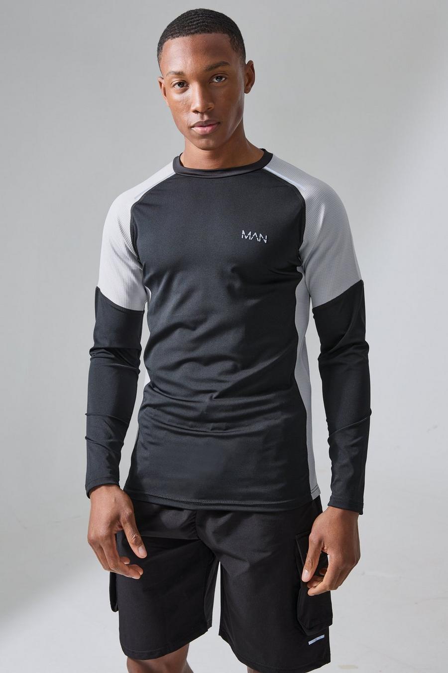 Black Man Active Muscle Fit Base Layer Top