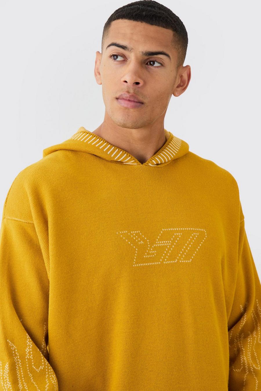 Mustard Oversized hoodie med låg axelsöm image number 1