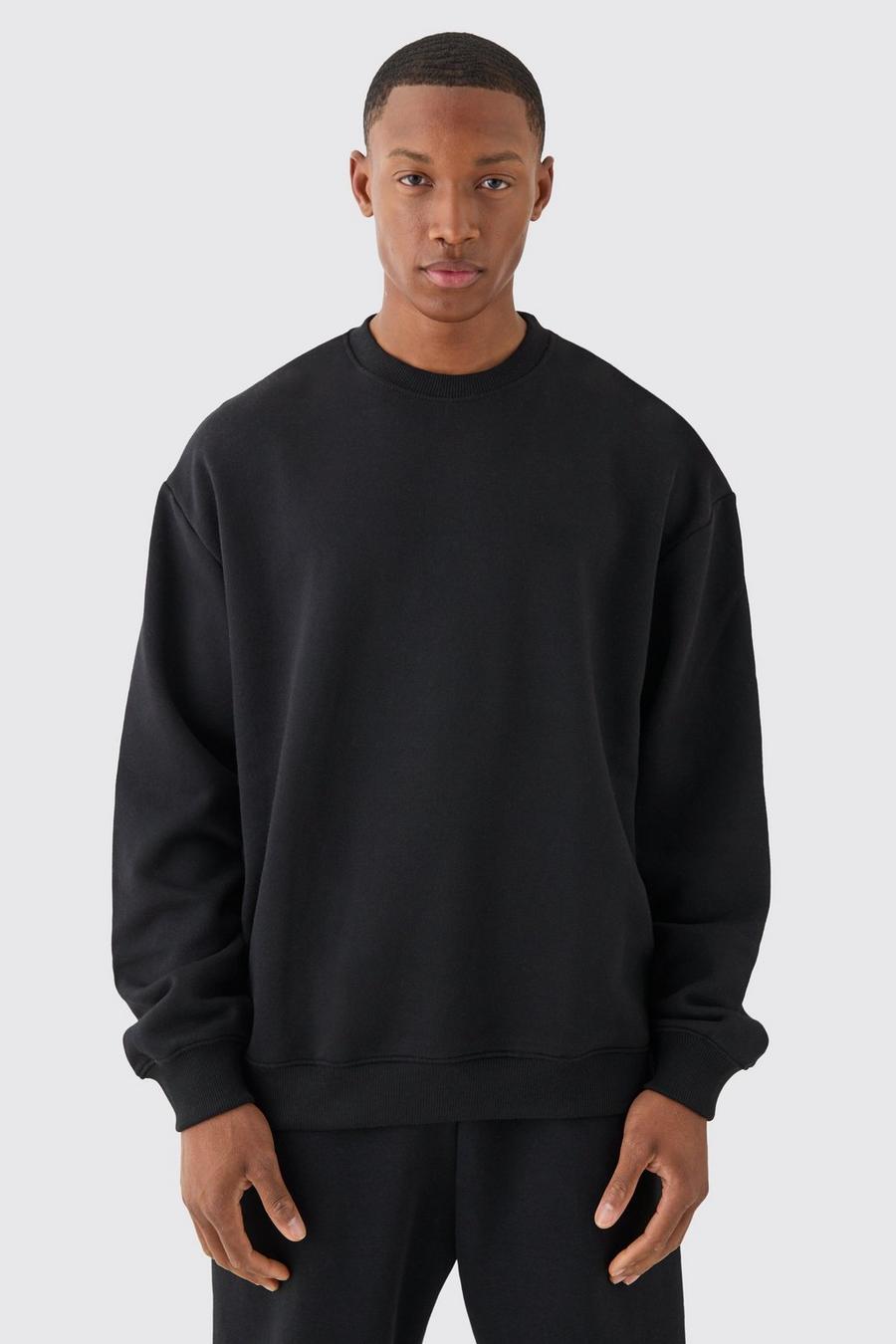 Black Basic Oversized Crew Neck Sweatshirt image number 1