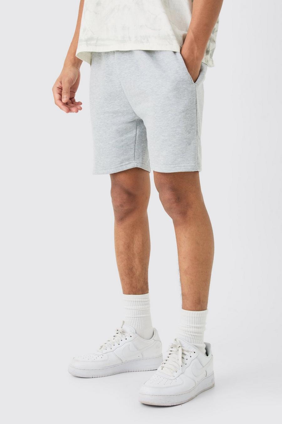Kurze Slim-Fit Jersey-Shorts, Grey marl