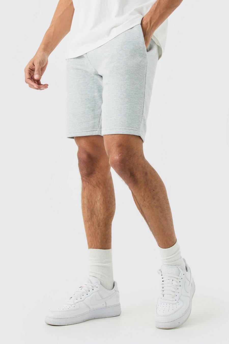 Mittellange Slim-Fit Jersey-Shorts, Grey marl