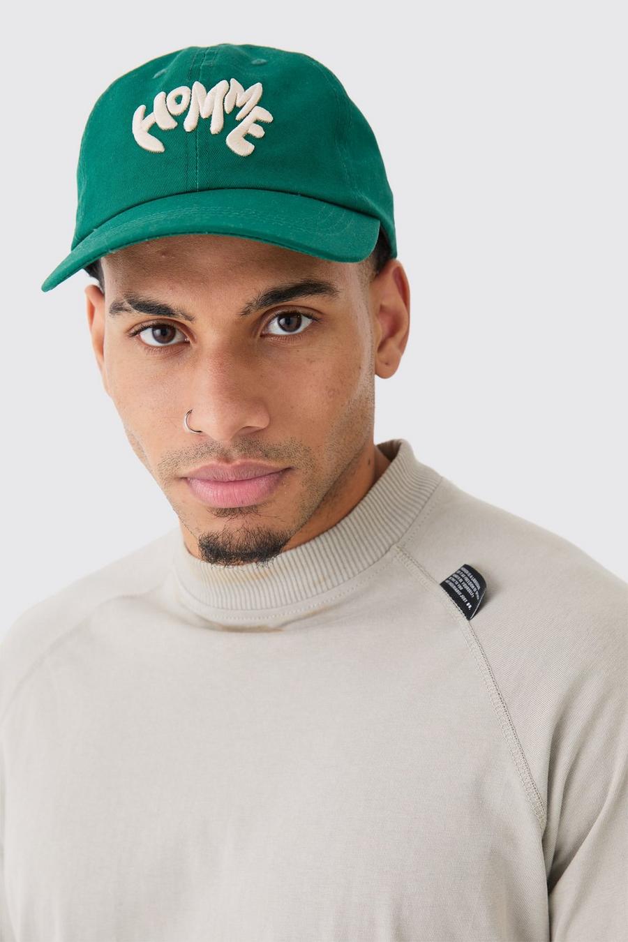 Homme Embroidered Cap In Green