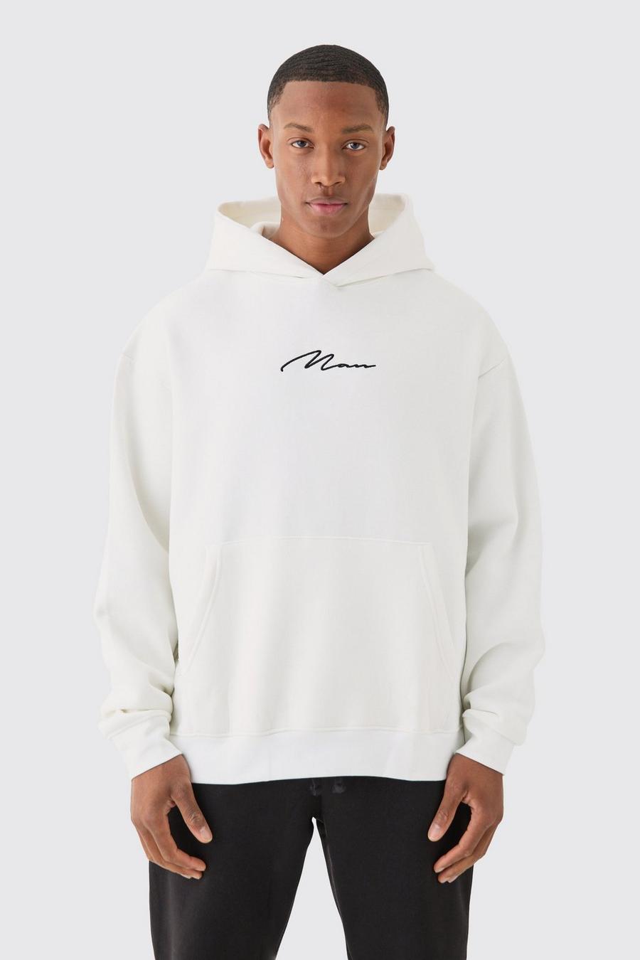 White  Man Signature Overszied Over The Head Hoodie