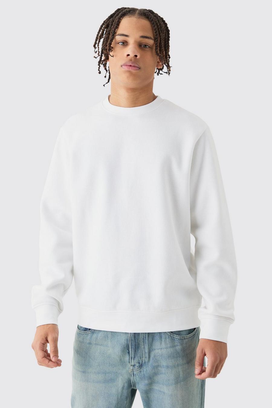White Basic Sweatshirt med rund hals