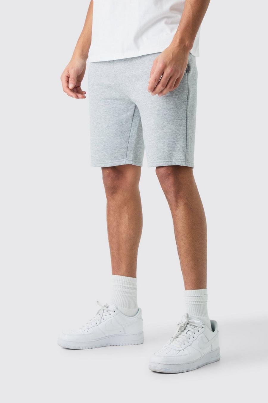 Mittellange Slim-Fit Jersey-Shorts, Grey marl