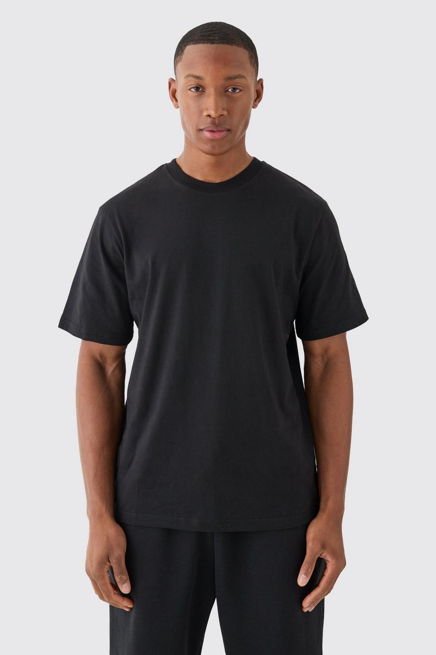Black Basic T-shirt med rund hals image number 1