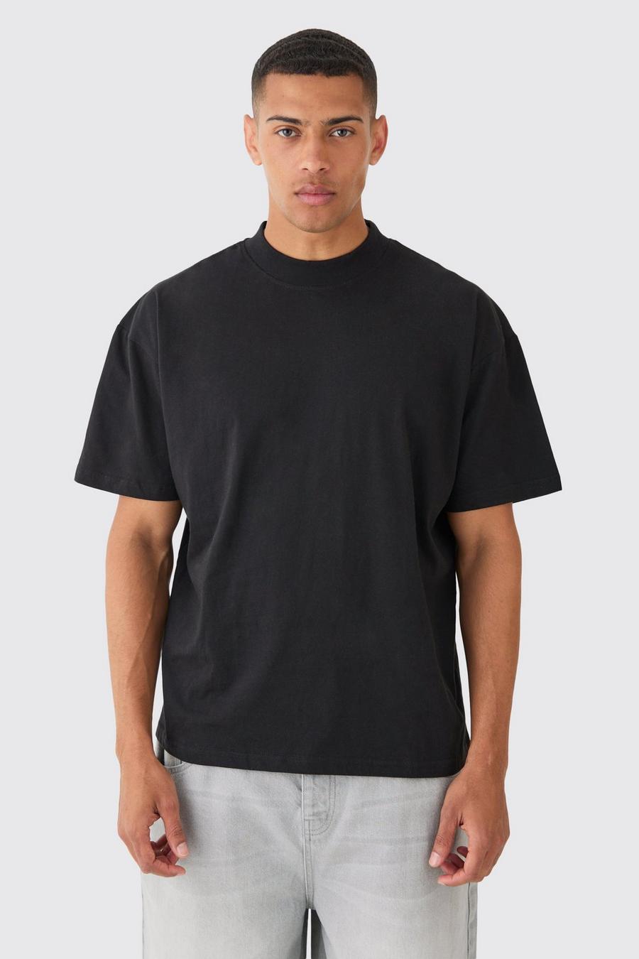 T-shirt oversize con girocollo esteso, Black