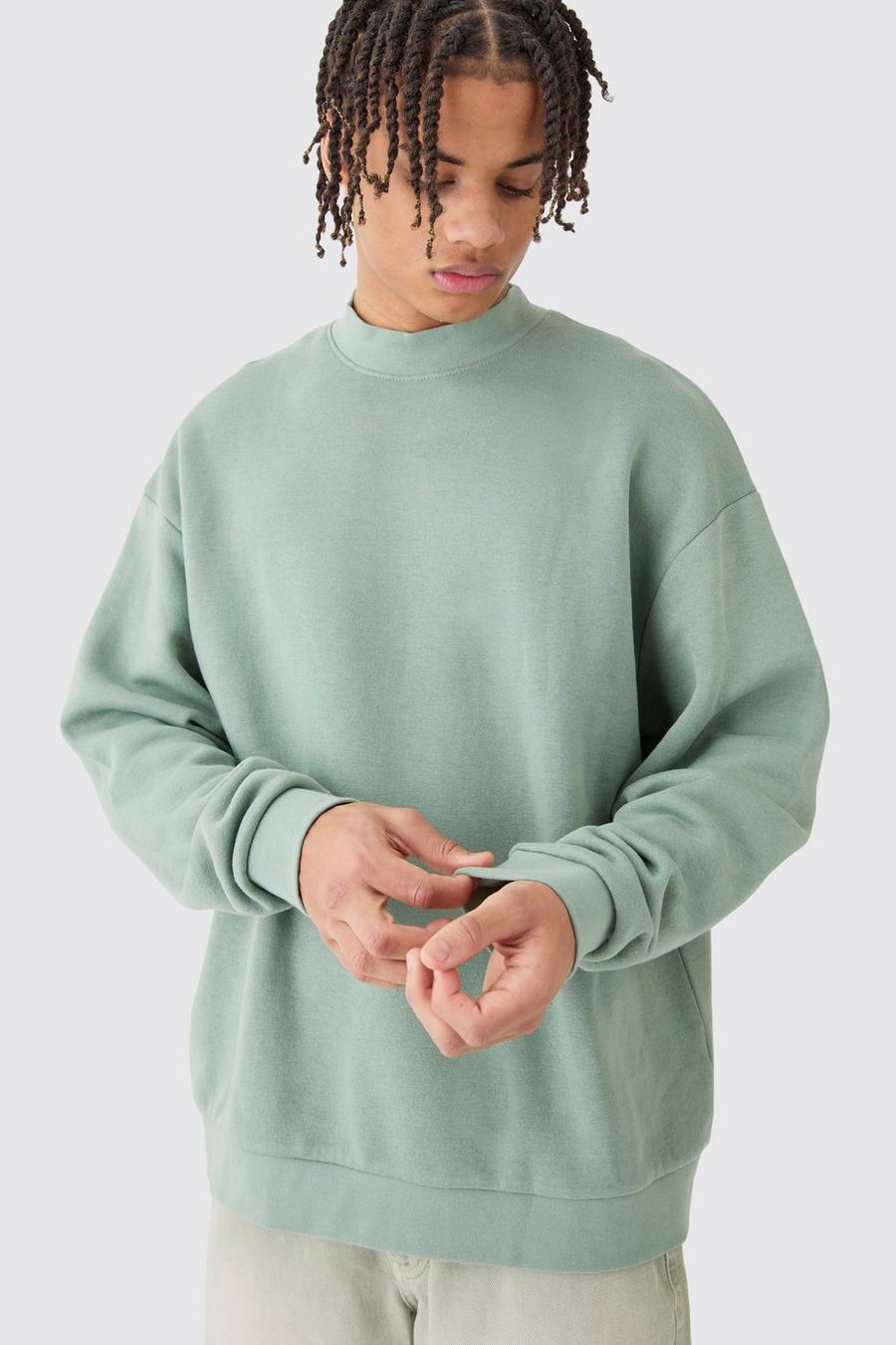 Sage Oversize sweatshirt med hög halsmudd image number 1