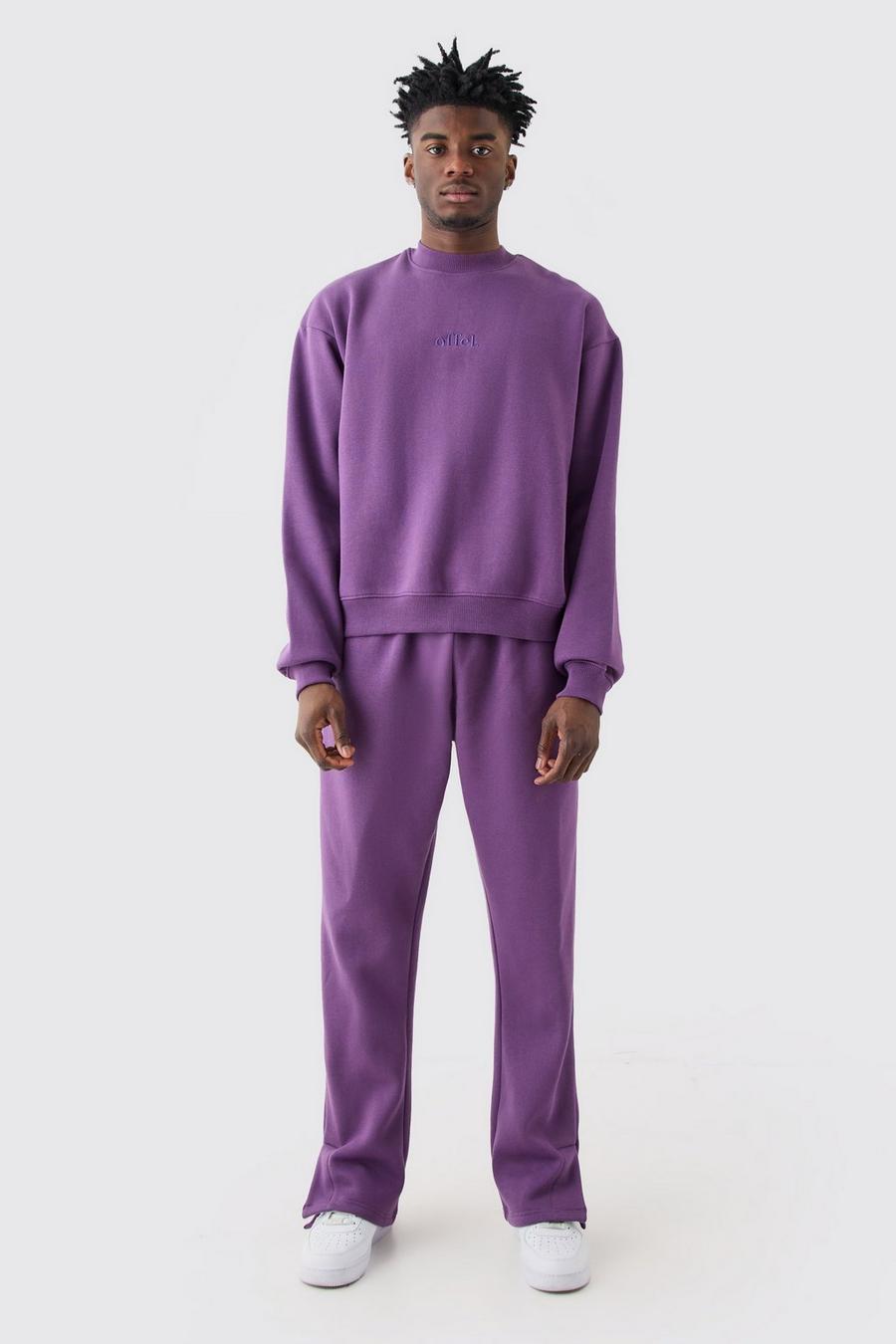 Purple Oversize träningsoverall med sweatshirt i boxig modell image number 1
