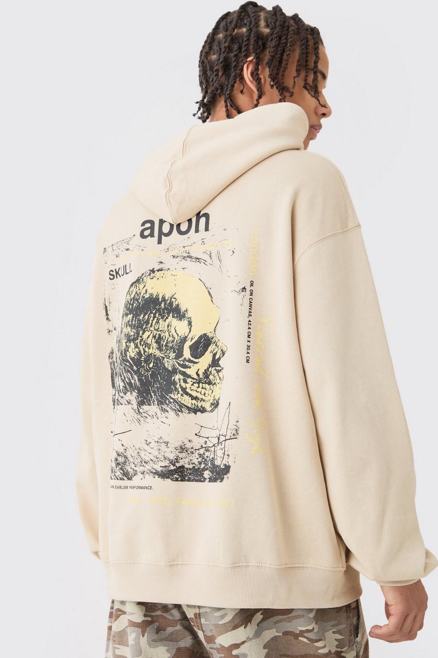 Sudadera oversize con capucha y estampado de calavera de Van Gogh, Sand