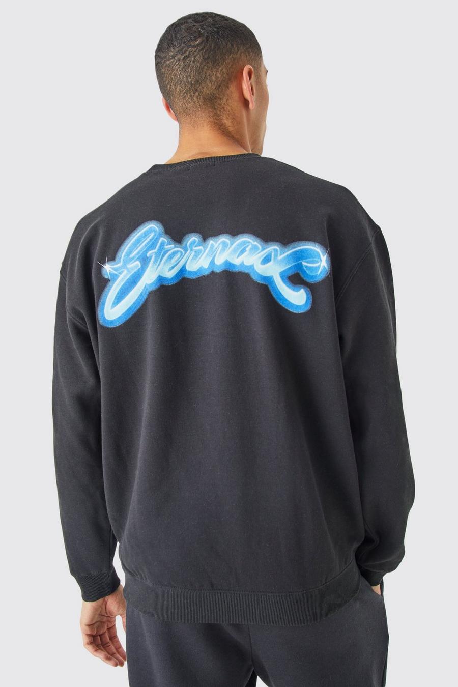 Black Oversized Eternal Graphic Sweatshirt 