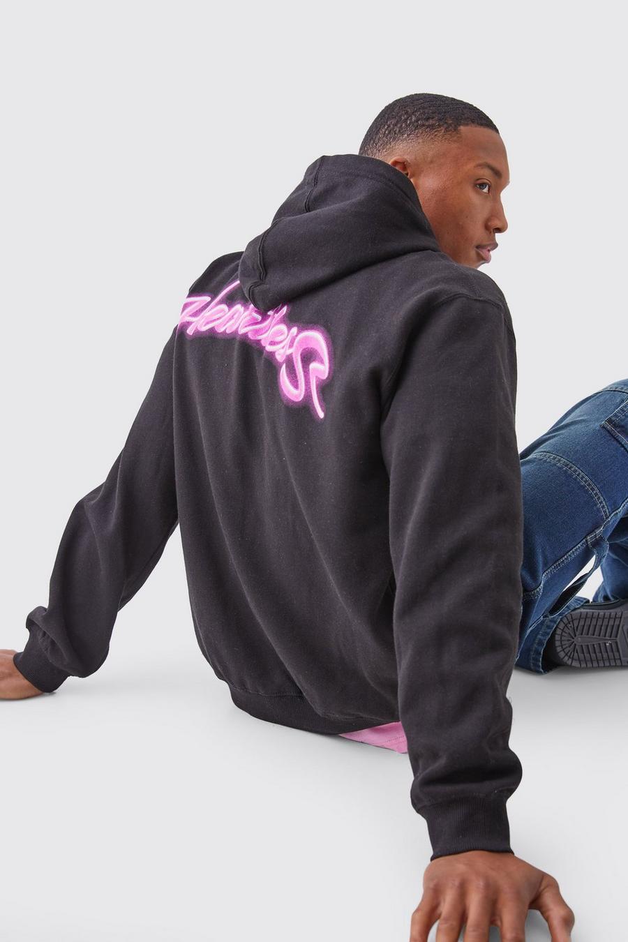 Black Oversized Heartless Graphic Hoodie 