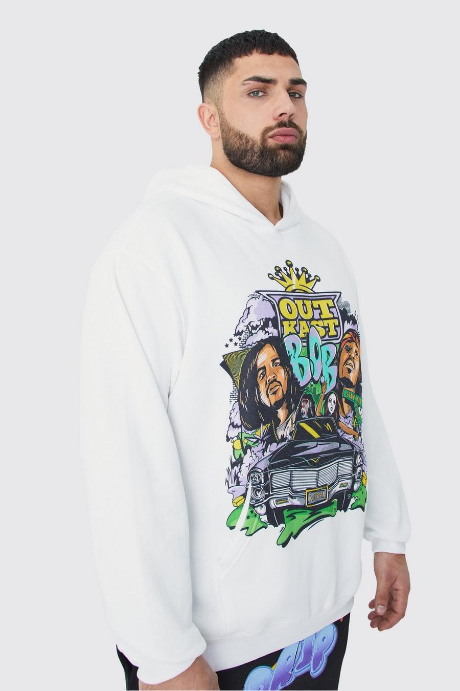 White Plus Outkast Hoodie med tryck image number 1