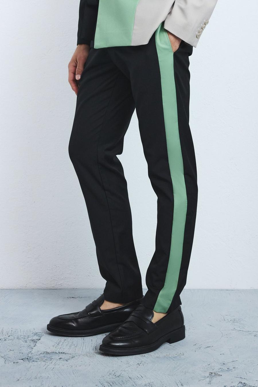 Sage Slim Fit Pantalons Met Zijpanelen